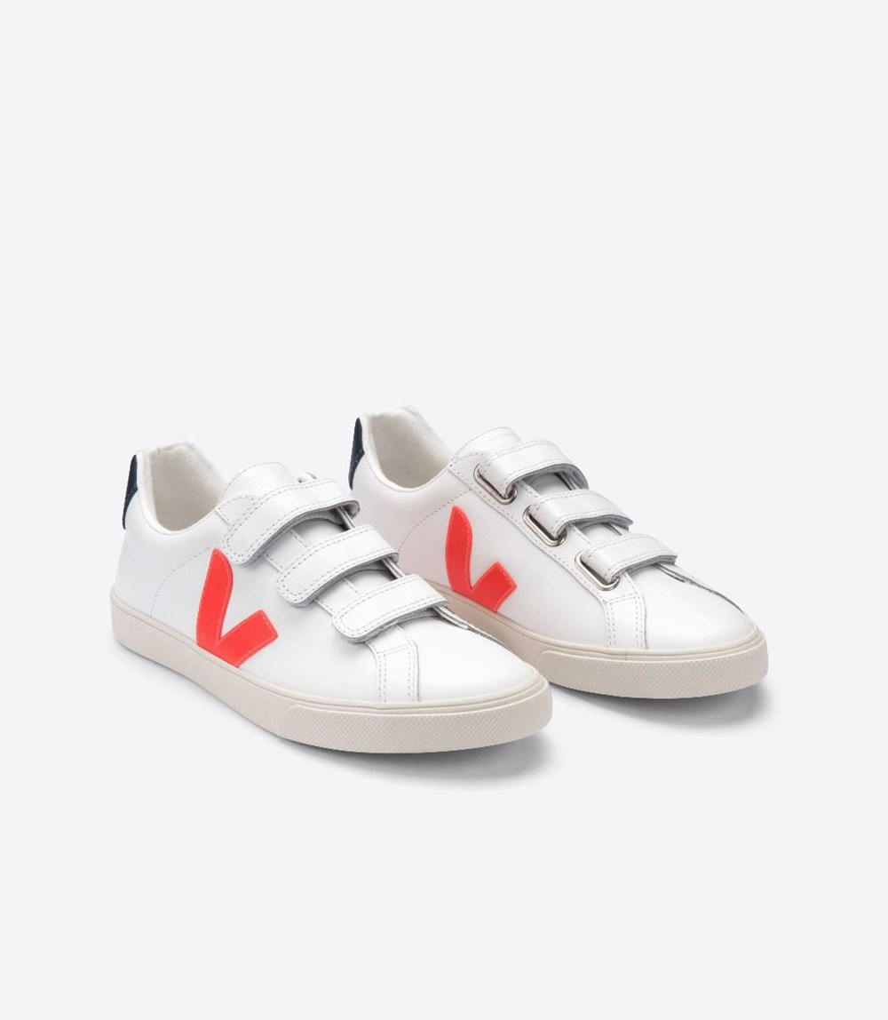 Tenis Veja Hombre - 3-Lock Cuero - Blancos/Naranjas - 865ADLJET